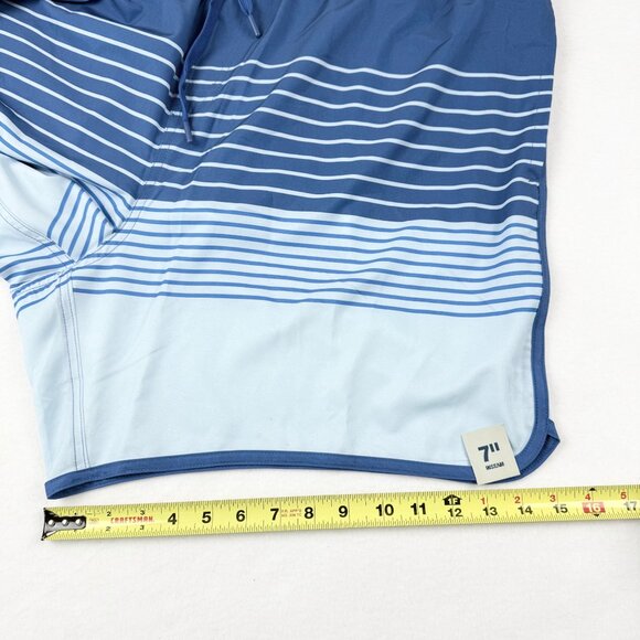 George Men Blue Striped Quick Dry Swim Shorts UPF 50 Elastic Waist 3XL 48-50 NWT - Picture 10 of 11